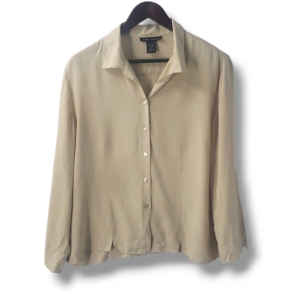 Anne Carson Tops - 💯% Silk “Anne Carson” Button Up Blouse Size LP